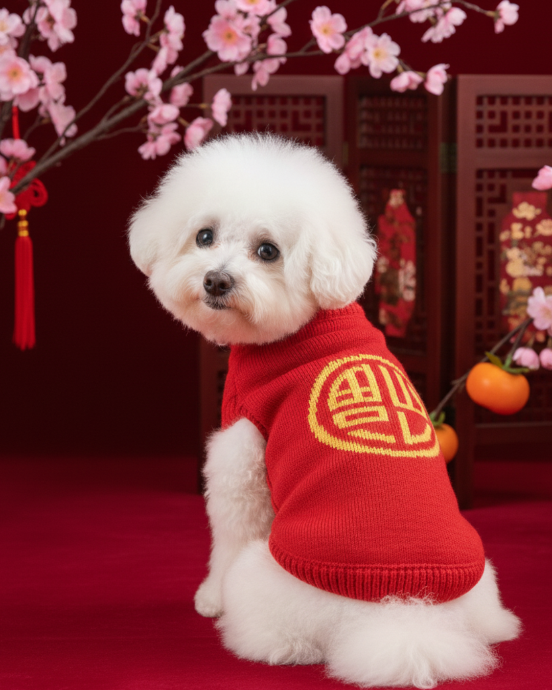 寵物福字賀歲冷衫-紅色 S645RD