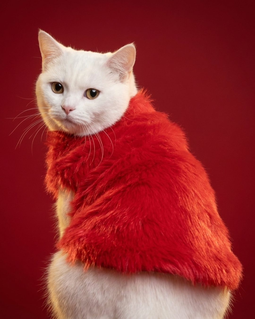 Faux Fur Coat - Red S602RD