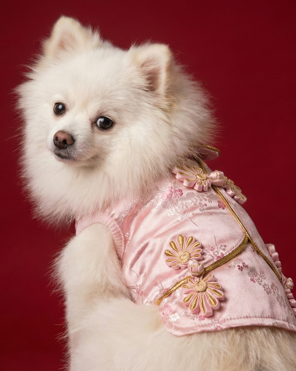 Almon Chinese Style Dog Dress - Pink S643PK