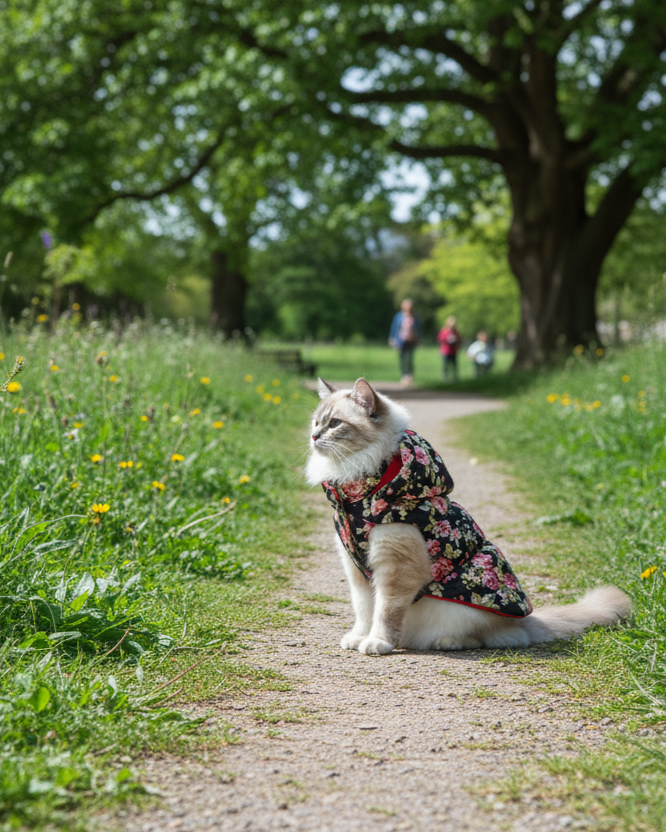 Hooded Floral Print Padded Vest - Black S566BK