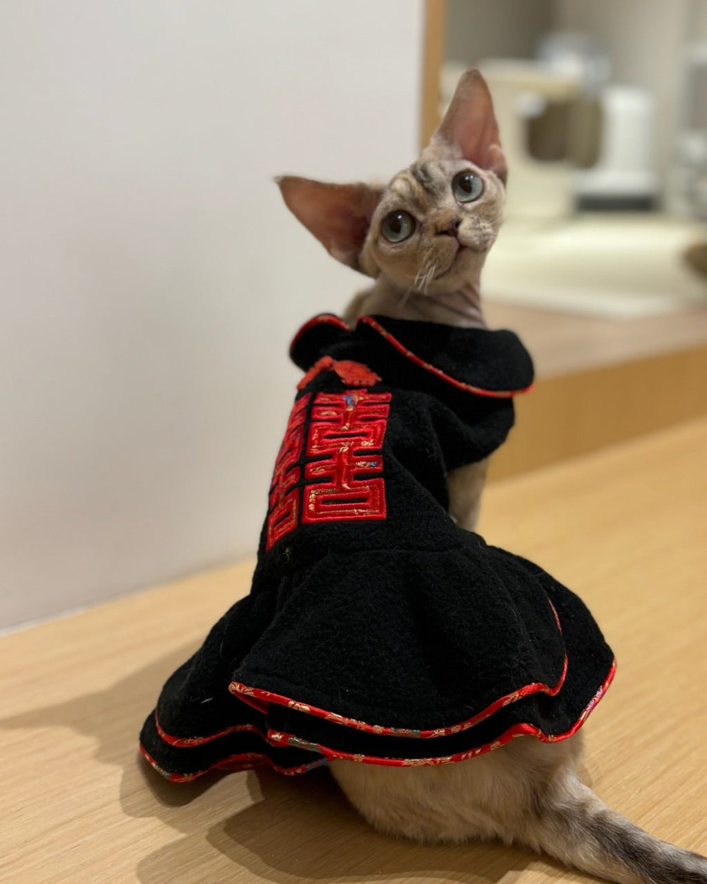 Double Happiness Fleece Dog Dress S364BK