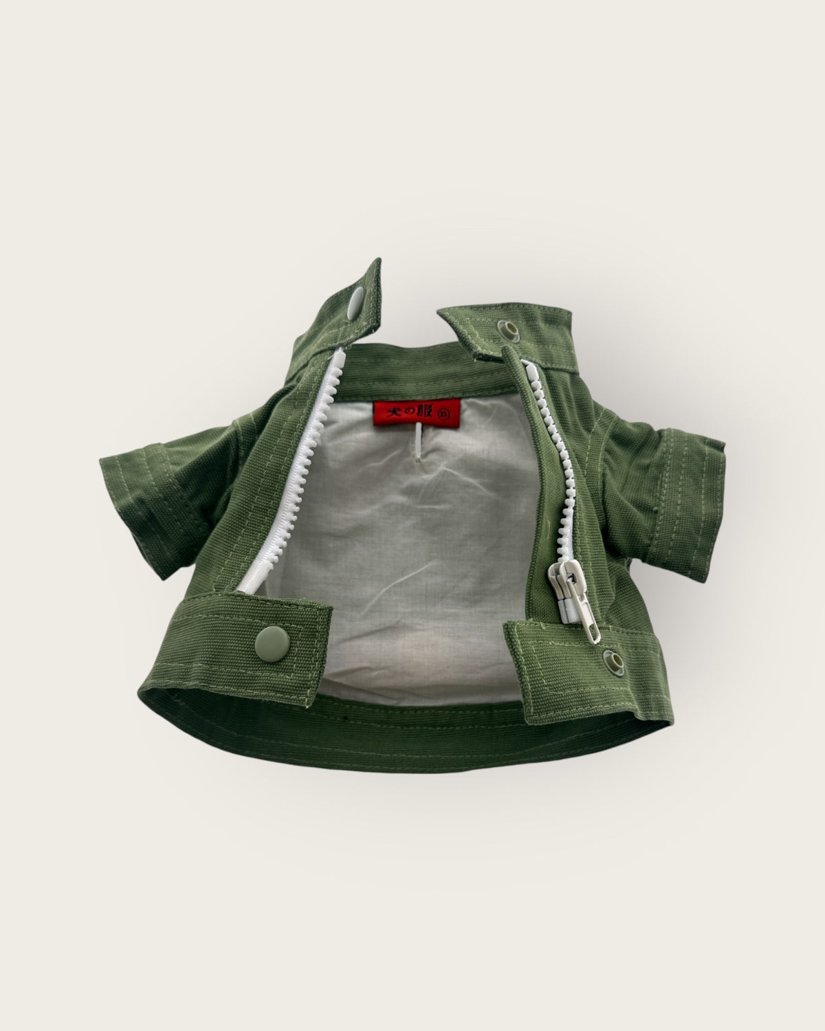 Silver Studded Zip-Up Shirt- Army Green Denim S053GN