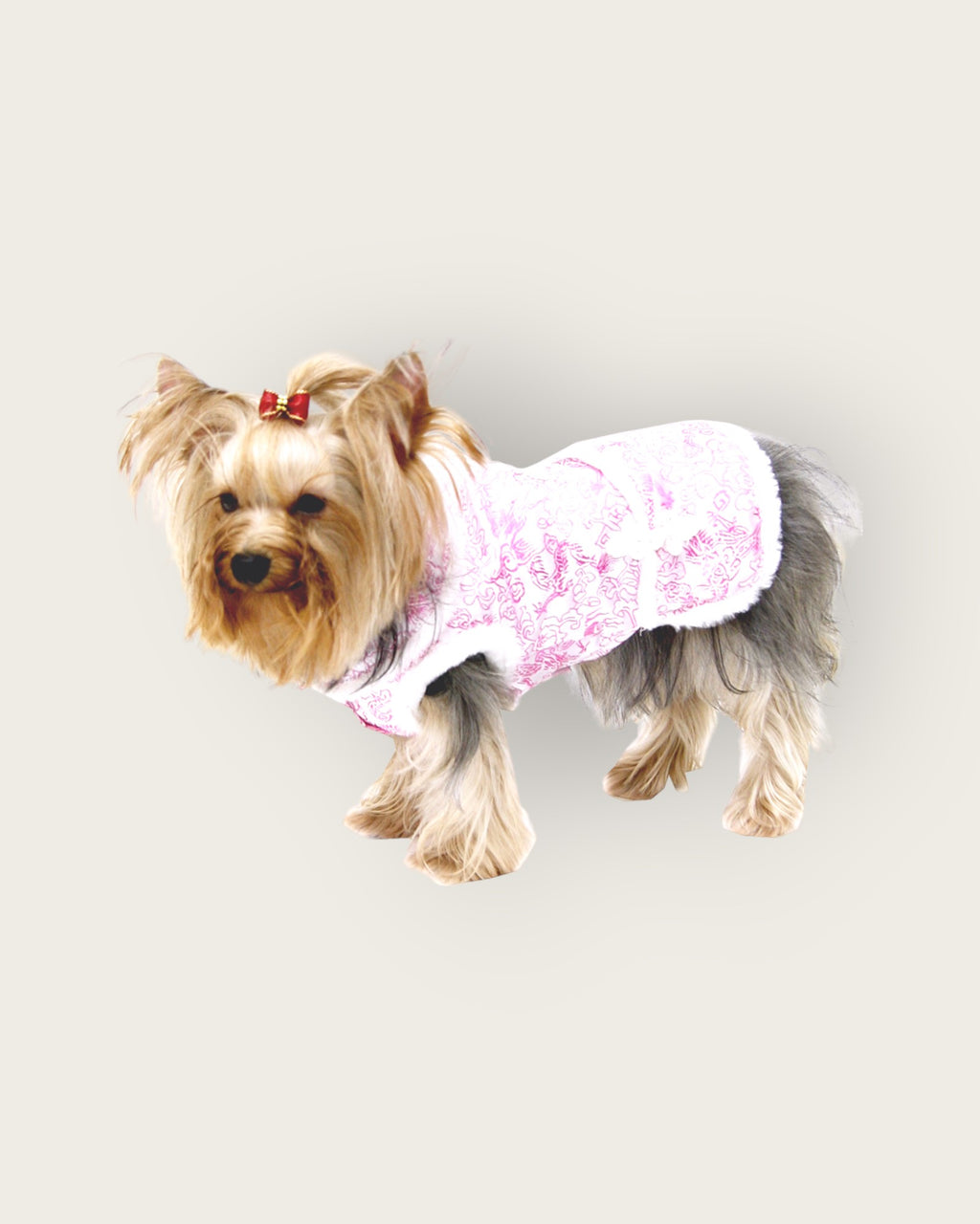 White Fur Edge New Year Skirt-pink S484PK