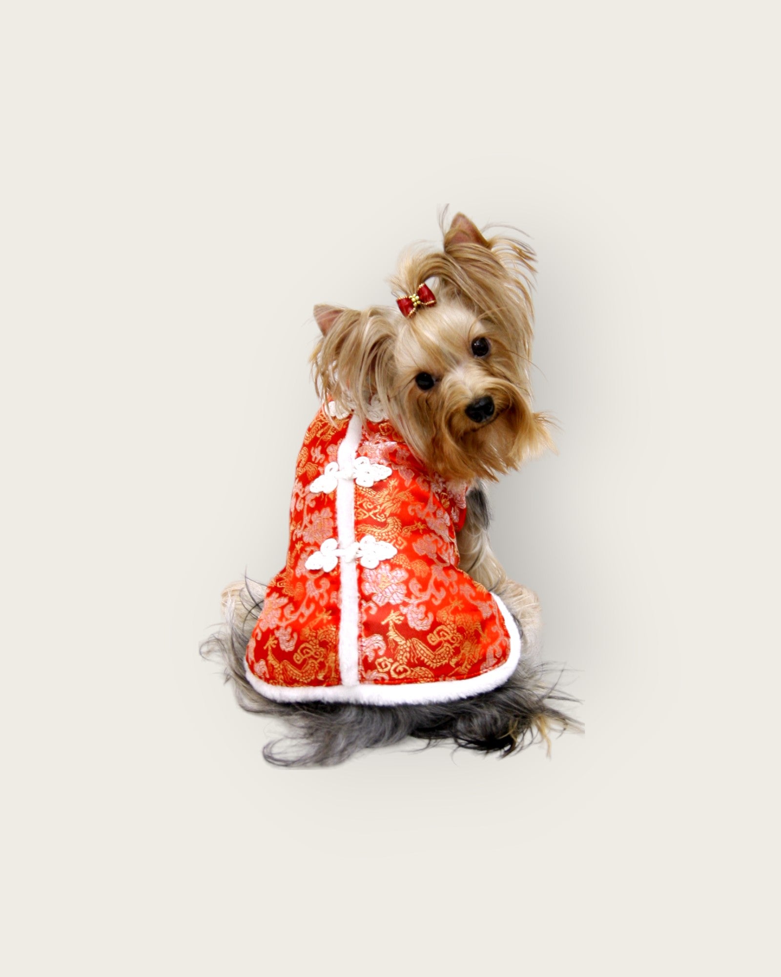 Furry edge New Year's shirt - Red S485R