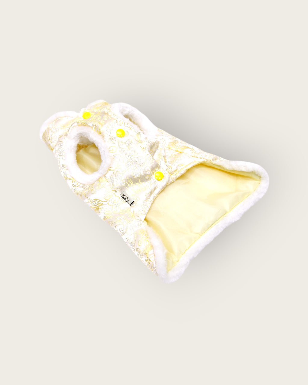 White Fur Edge New Year's shirt-Gold S485Y