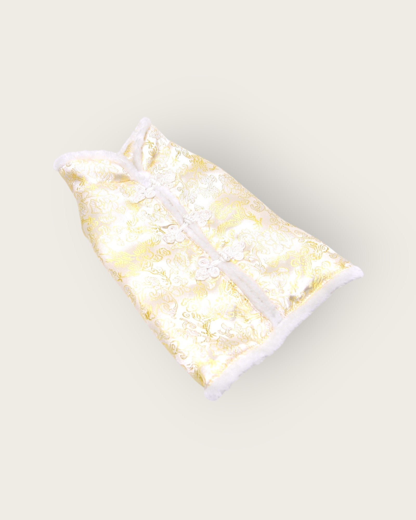 White Fur Edge New Year's shirt-Gold S485Y
