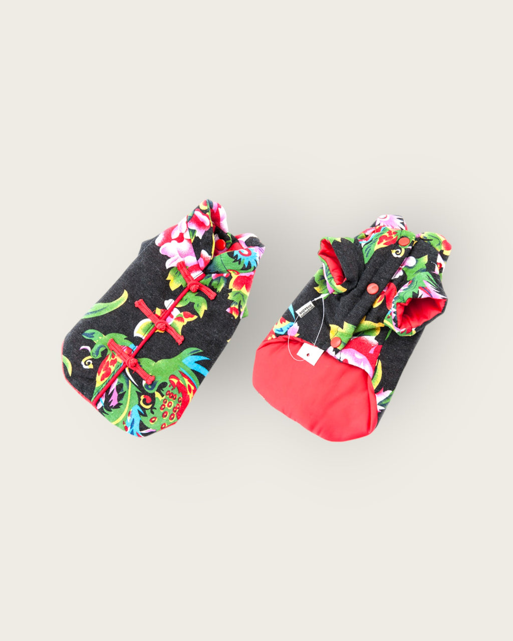 花卉印花中國風唐裝黑襯衫S522BK