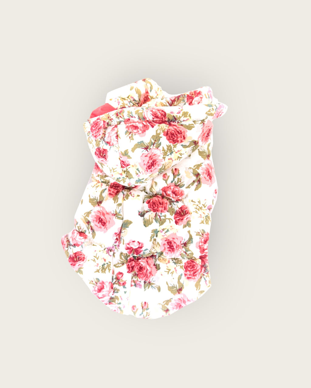 Hooded Floral Print Padded Vest - Light Yellow S566YW