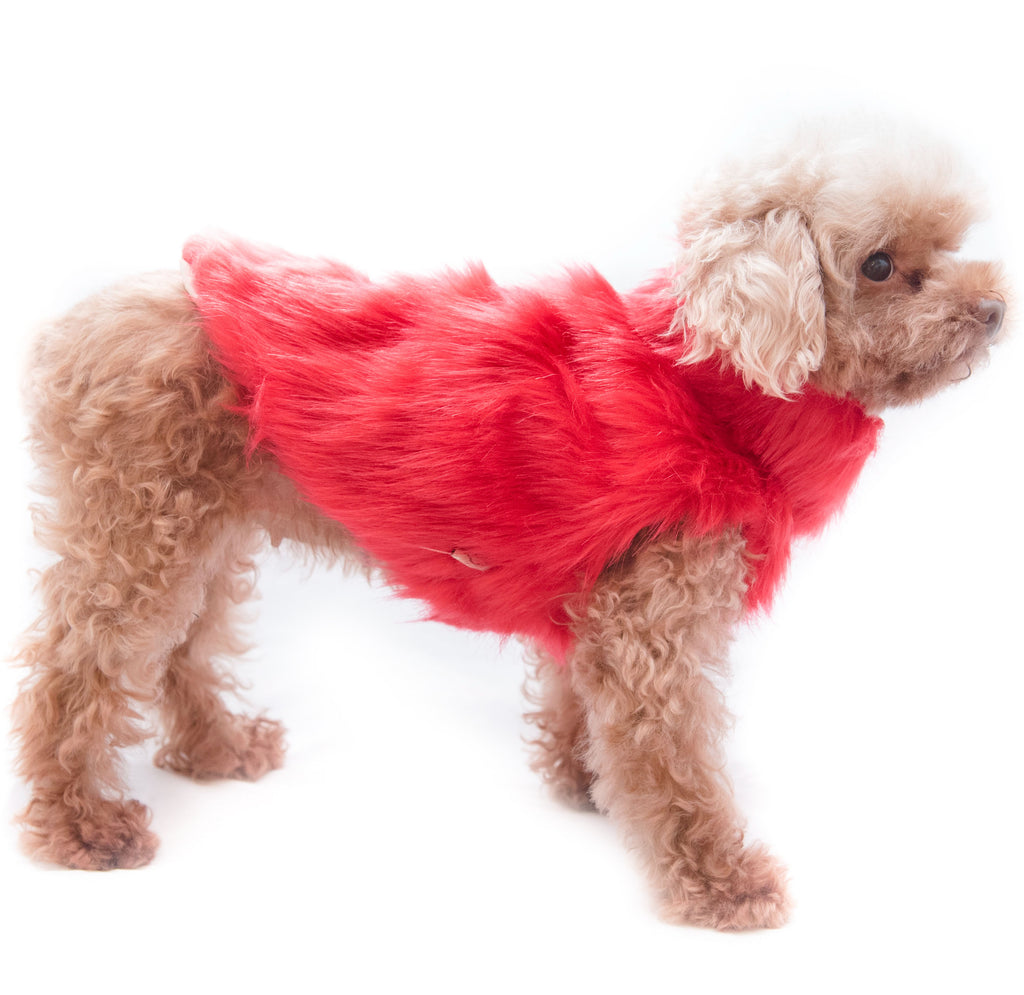 Faux Fur Coat - Red S602RD