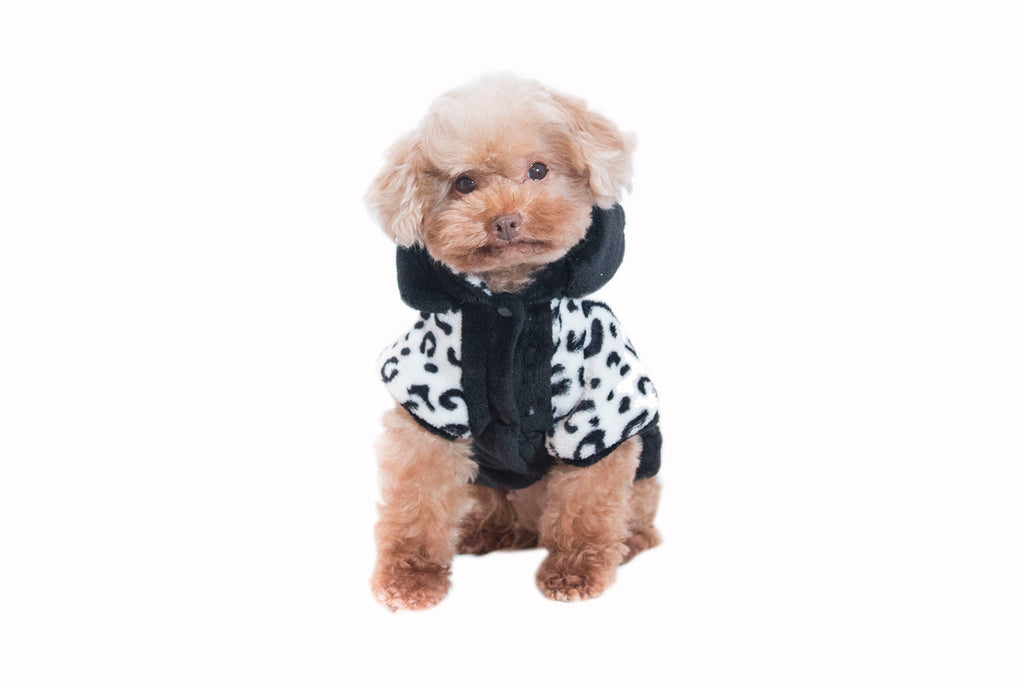 pet shirt black and white leopard print - black