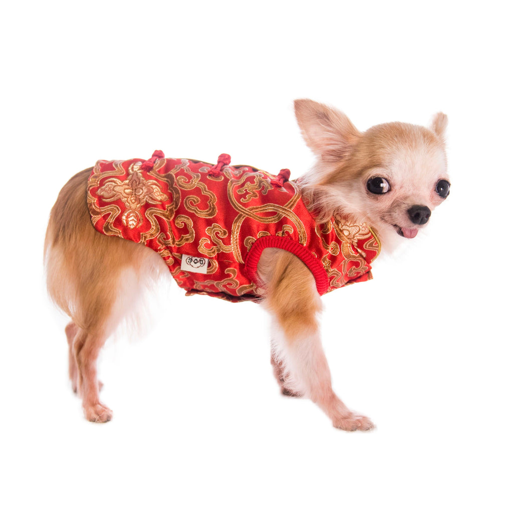 寵物金邊織錦賀年衫-紅色 S640RD