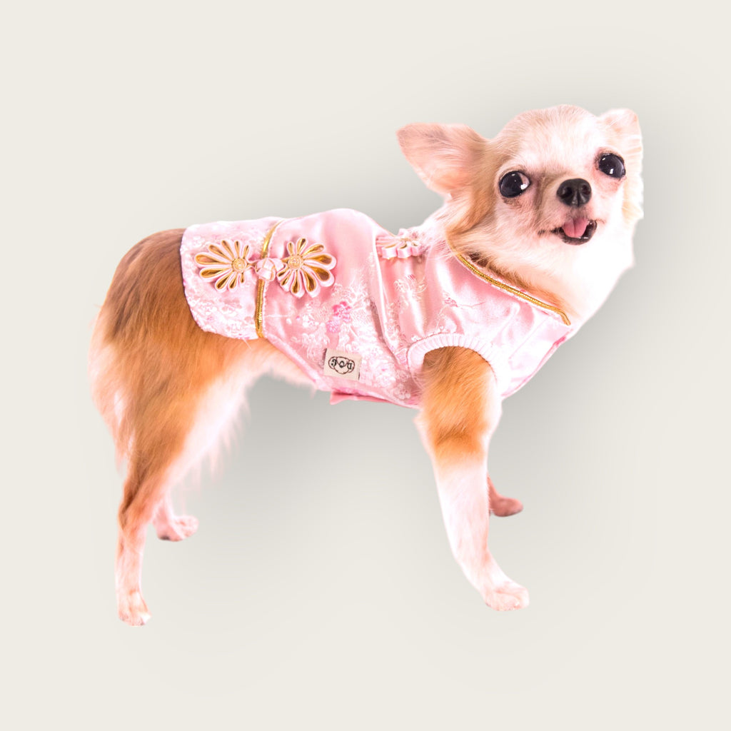 Almon Chinese Style Dog Dress - Pink S643PK