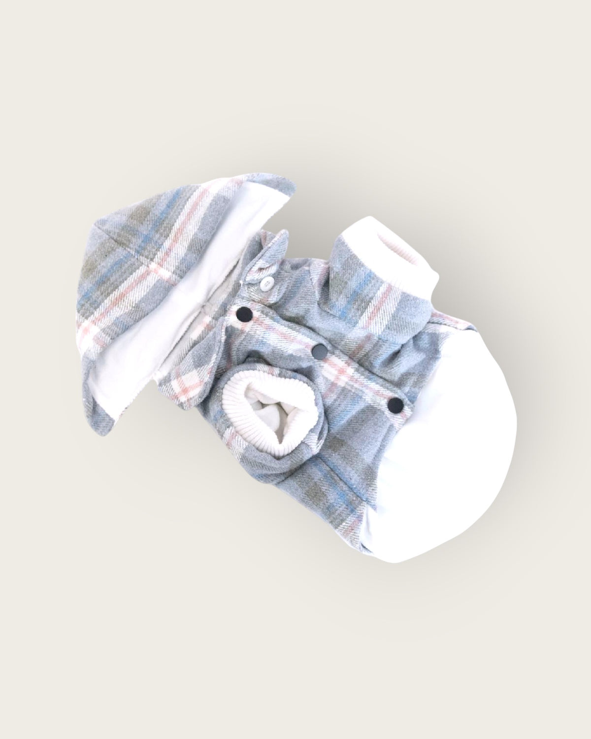 Grey Checkered Detachable Hooded Jacket - S647GY