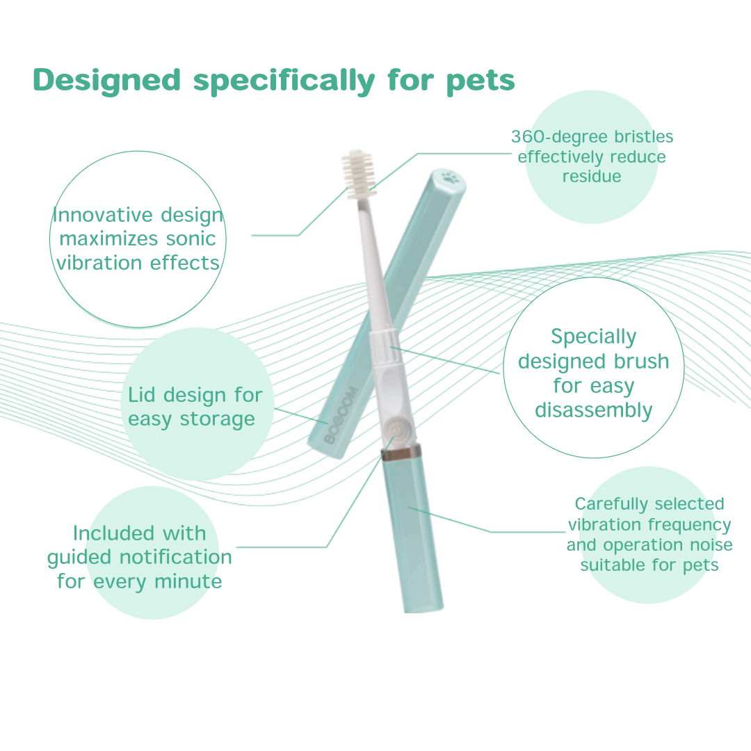 BOOOOM Specific 360° Sonic Pet Toothbrush（Small Brush-head） – Made in Japan (Blue/Pink)