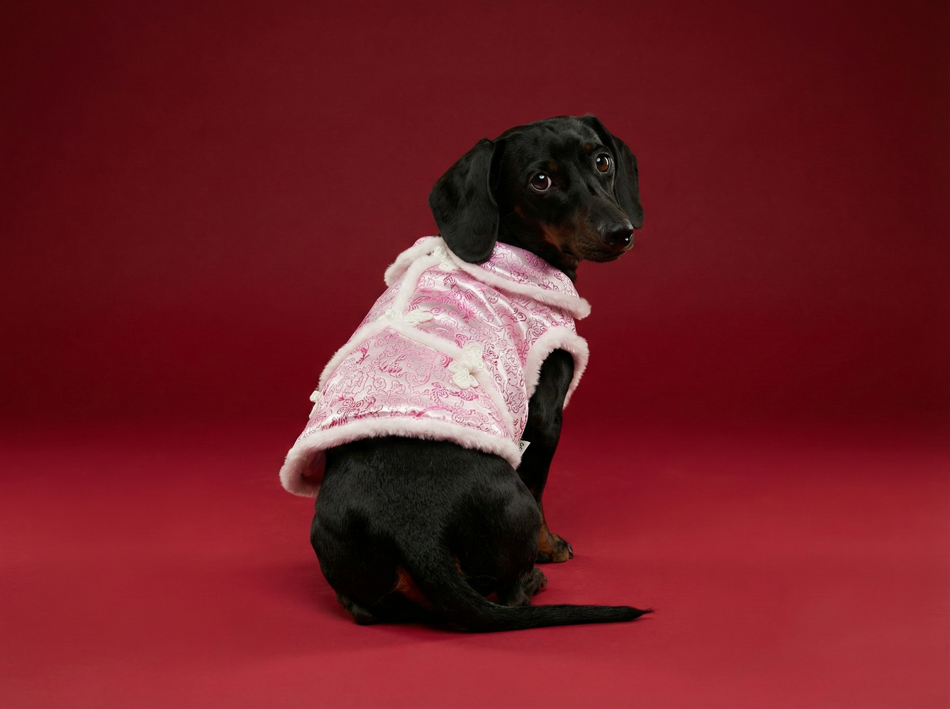 White Fur Edge New Year Skirt-pink S484PK