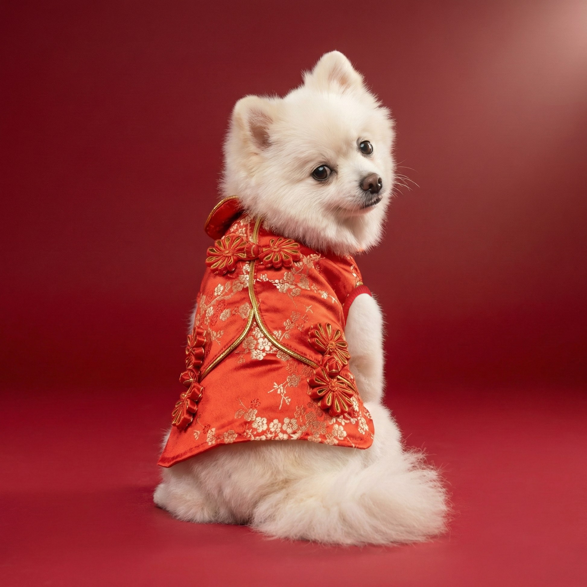 Pet Brocade Dress Red S642RD