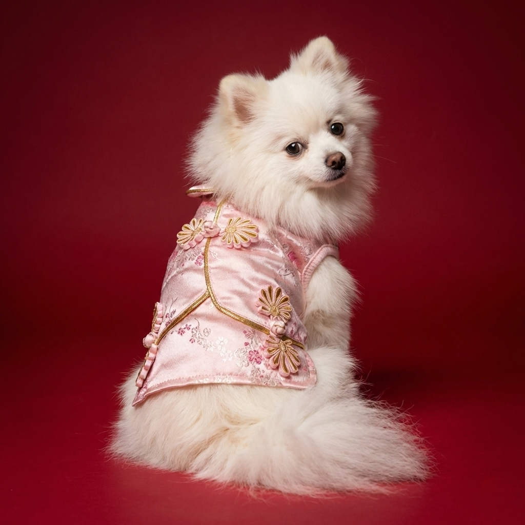 Almon Chinese Style Dog Dress - Pink S643PK